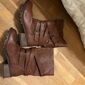 Brown mid calf boots size 8